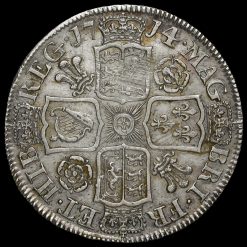 1714 Queen Anne Early Milled Silver Half Crown Reverse