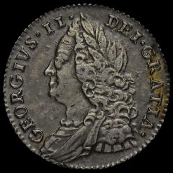 1757 George II Early Milled Silver Sixpence Obverse