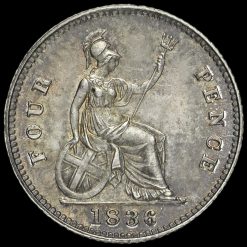 1836 William IV Milled Silver Fourpence / Groat Reverse