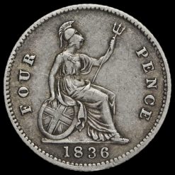 1836 William IV Milled Silver Fourpence / Groat Reverse