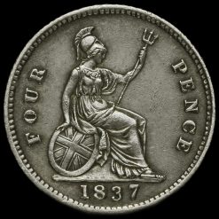 1837 William IV Milled Silver Fourpence / Groat Reverse