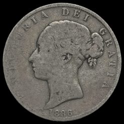 1886 Queen Victoria Young Head Silver Half Crown Obverse