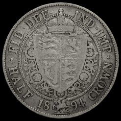 1894 Queen Victoria Veiled Head Silver Half Crown Reverse