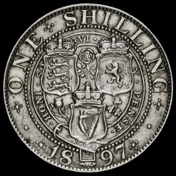 1897 Queen Victoria Veiled Head Silver Shilling, VF - Image 2