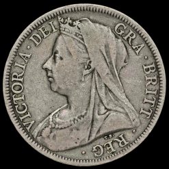 1899 Queen Victoria Veiled Head Silver Half Crown Obverse