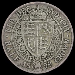 1899 Queen Victoria Veiled Head Silver Half Crown Reverse