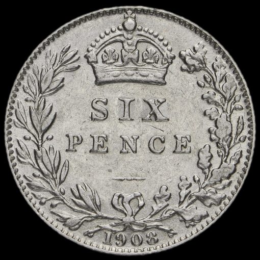 1908 Edward VII Silver Sixpence Reverse