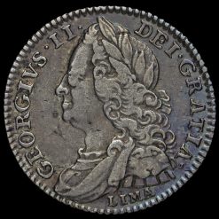 1746 George II Early Milled Silver Lima Sixpence Obverse