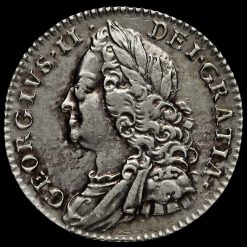 1758 George II Early Milled Silver Sixpence Obverse