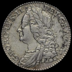 1758/7 George II Early Milled Silver Sixpence Obverse