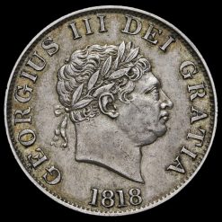1818 George III Milled Silver Half Crown Obverse