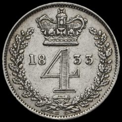 1833 William IV Milled Silver Maundy Fourpence Reverse