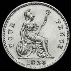 1836 William IV Milled Silver Fourpence / Groat Reverse
