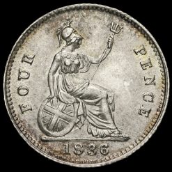 1836 William IV Milled Silver Fourpence / Groat Reverse