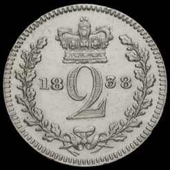 1838 Queen Victoria Young Head Silver Maundy Twopence Reverse