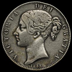 1845 Queen Victoria Young Head Silver Crown Obverse