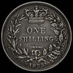 1853 Queen Victoria Young Head Silver Shilling Reverse