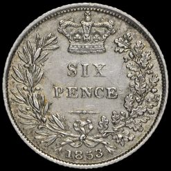 1853 Queen Victoria Young Head Silver Sixpence Reverse