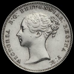 1854 Queen Victoria Young Head Silver Threepence Obverse