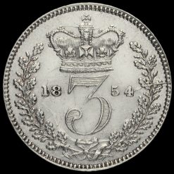 1854 Queen Victoria Young Head Silver Threepence Reverse
