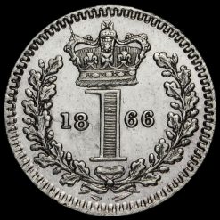 1866 Queen Victoria Young Head Silver Maundy Penny Reverse