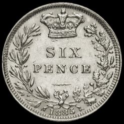 1885 Queen Victoria Young Head Silver Sixpence Reverse