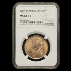 1887 Queen Victoria Bun Head Penny NGC MS 64