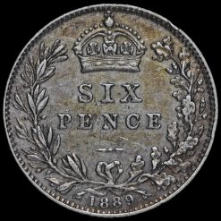 1889 Queen Victoria Jubilee Head Silver Sixpence Reverse