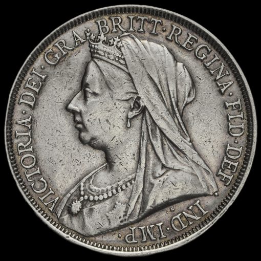 1893 Queen Victoria Veiled Head Silver LVI Crown Obverse