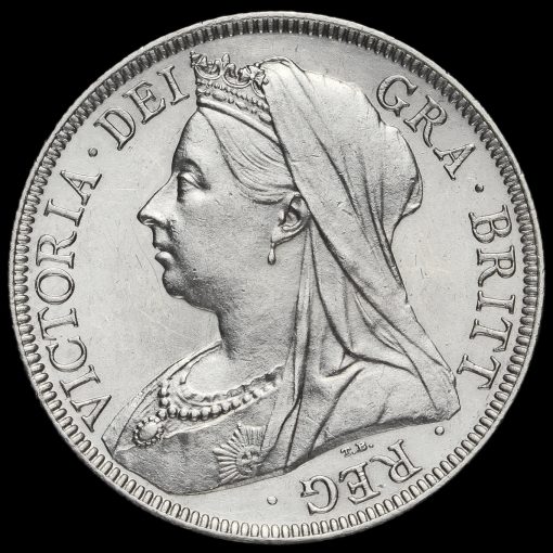 1897 Queen Victoria Veiled Head Silver Half Crown Obverse