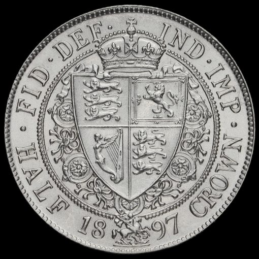 1897 Queen Victoria Veiled Head Silver Half Crown Reverse