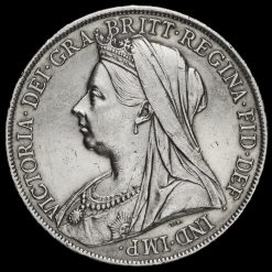 1900 Queen Victoria Veiled Head Silver LXIV Crown Obverse