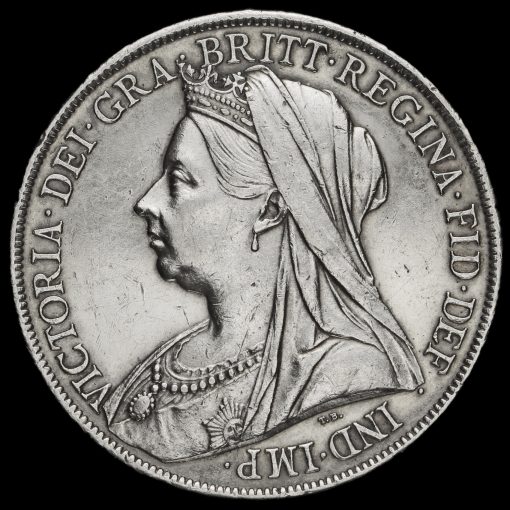 1900 Queen Victoria Veiled Head Silver LXIV Crown Obverse