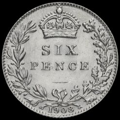 1908 Edward VII Silver Sixpence Reverse