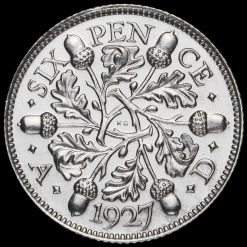 1927 George V Proof Silver Sixpence Reverse