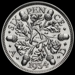 1934 George V Silver Sixpence Reverse
