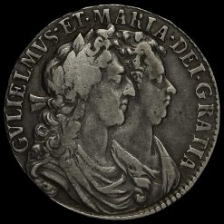 1689 William and Mary Early Milled Silver Half Crown Obverse