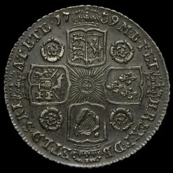 1739 George II Early Milled Silver Shilling Reverse