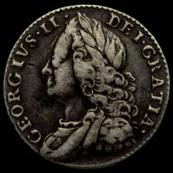 1758 George II Early Milled Silver Sixpence Obverse