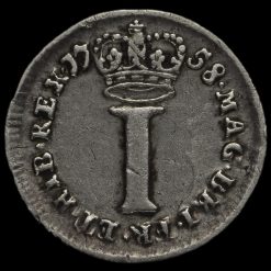 1758 George II Early Milled Silver Maundy Penny Reverse