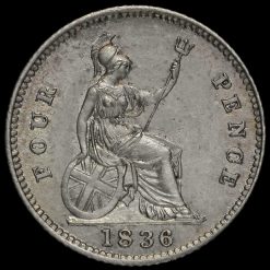 1836 William IV Milled Silver Fourpence / Groat Reverse