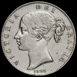1845 Queen Victoria Young Head Silver Crown Obverse