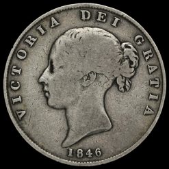 1846 Queen Victoria Young Head Silver Half Crown Obverse