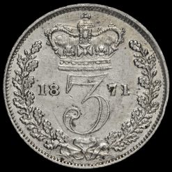 1871 Queen Victoria Young Head Silver Threepence Reverse