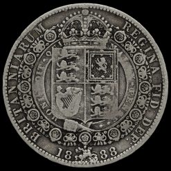 1888 Queen Victoria Jubilee Head Silver Half Crown Reverse