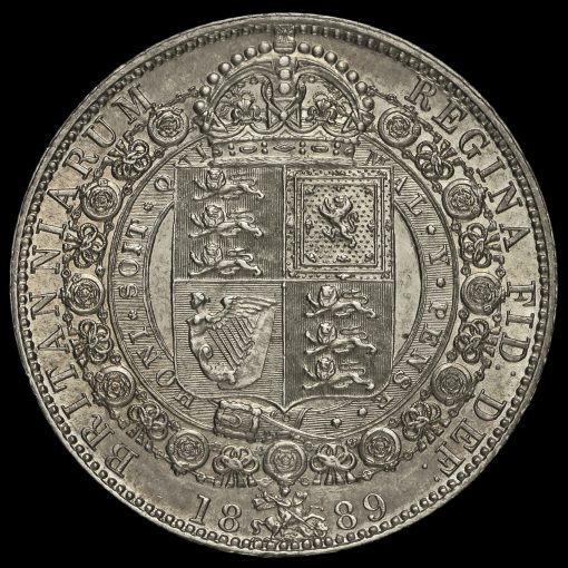 1889 Queen Victoria Jubilee Head Silver Half Crown Reverse