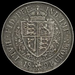 1894 Queen Victoria Veiled Head Silver Half Crown Reverse