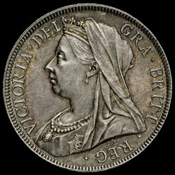 1897 Queen Victoria Veiled Head Silver Half Crown Obverse