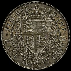 1897 Queen Victoria Veiled Head Silver Half Crown Reverse
