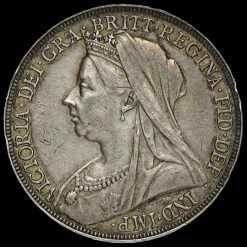 1898 Queen Victoria Veiled Head Silver LXII Crown Obverse